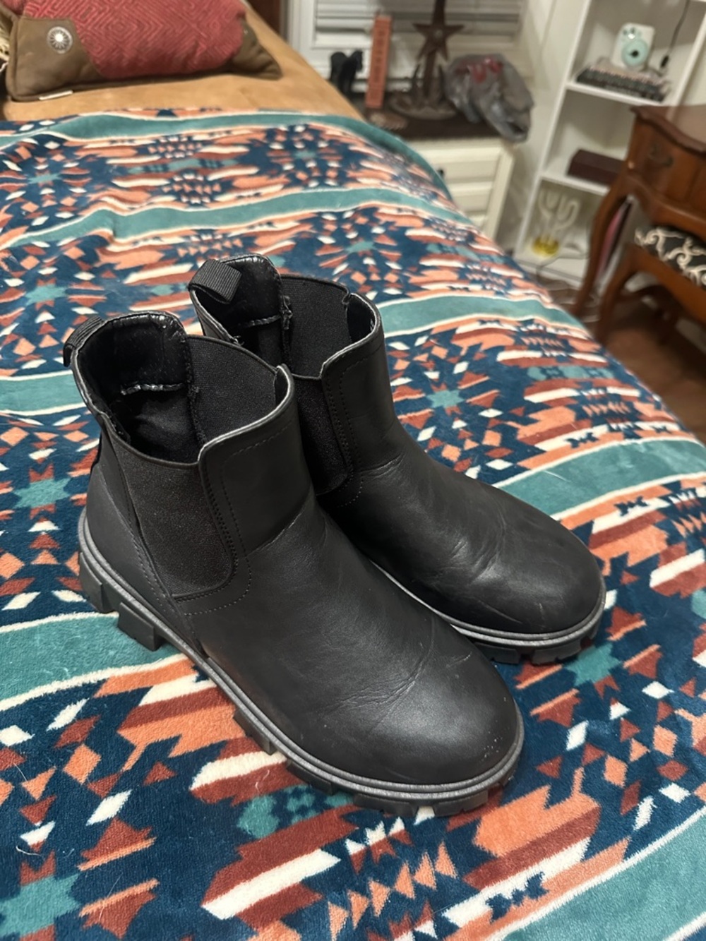 Women’s Black Chelsea Work Boots - Durable Slip-On Ankle Shoes